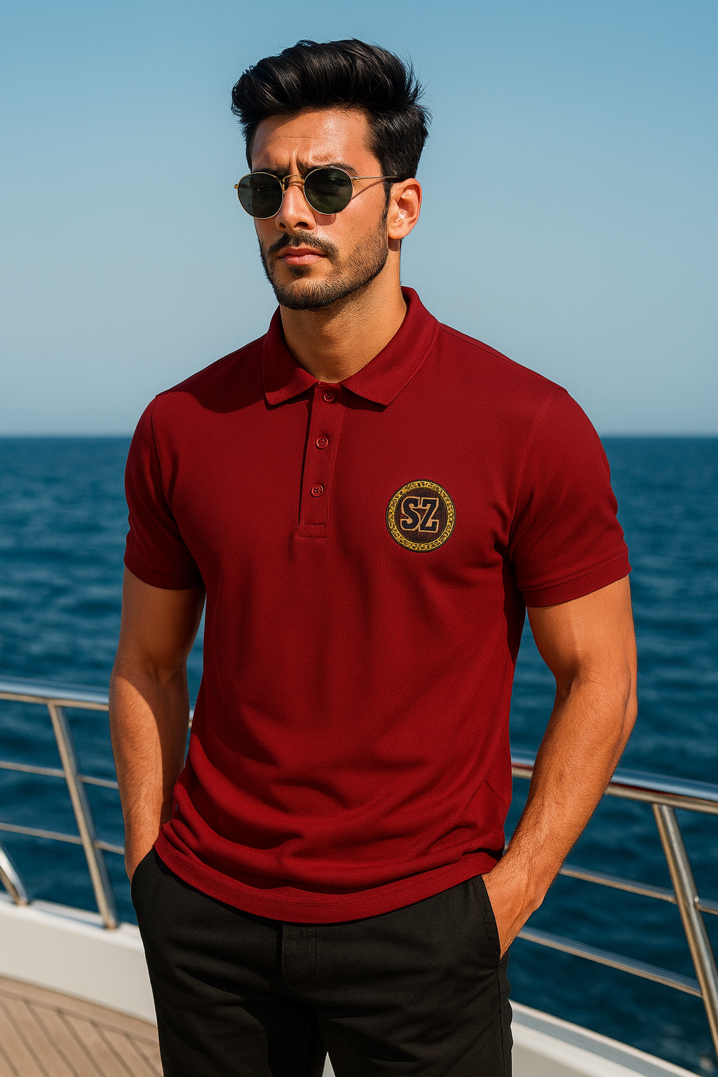 Men's Brick Red Polo T-Shirt with Embroidered Logo