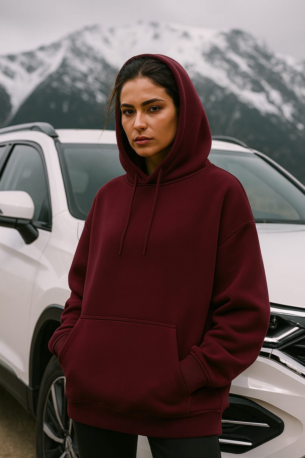 Oversized Cozy Fleece Maroon Unisex Hoodie