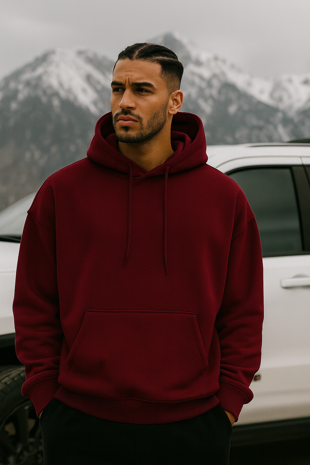 Oversized Cozy Fleece Maroon Unisex Hoodie