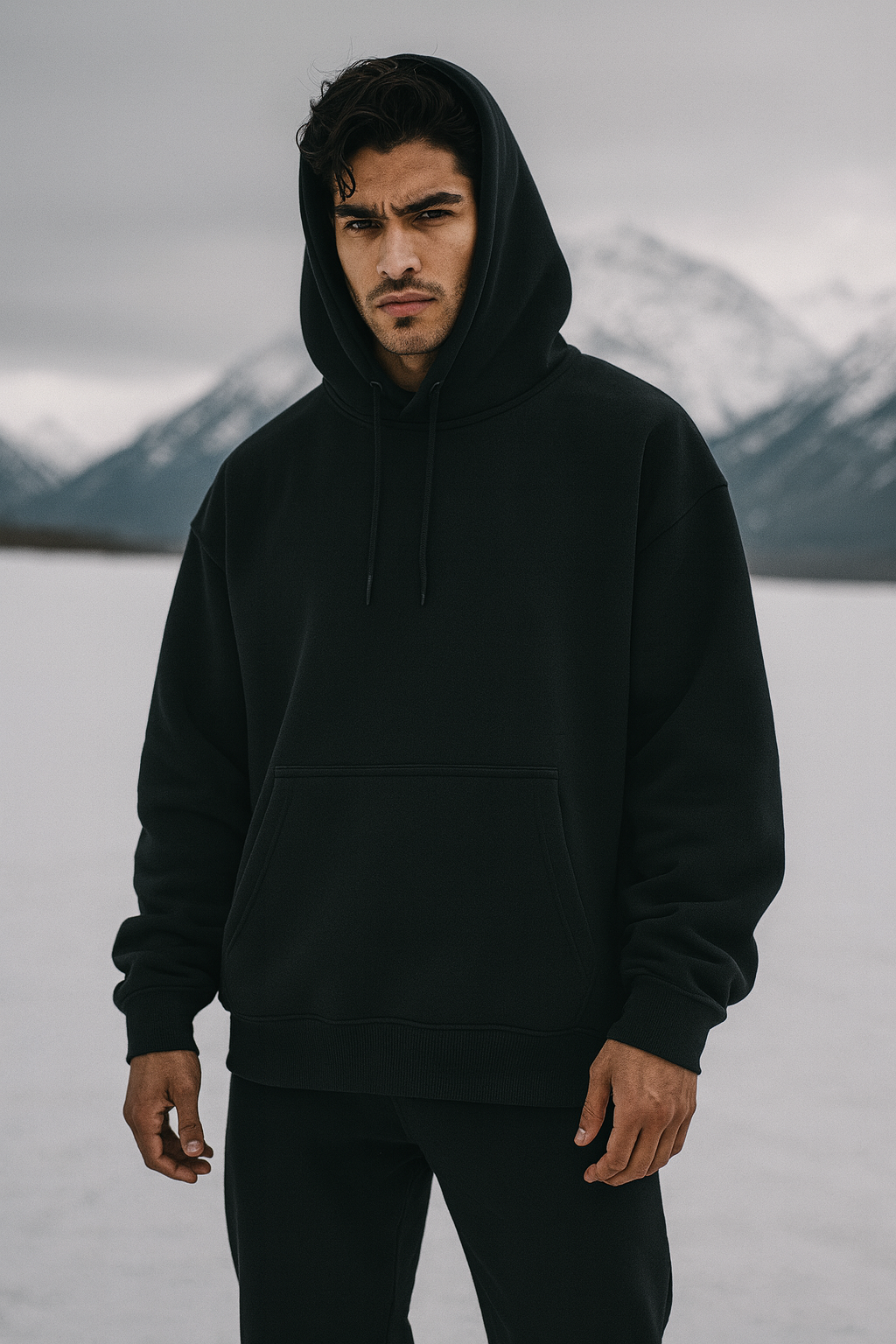 Oversized Cozy Fleece Black Unisex Hoodie