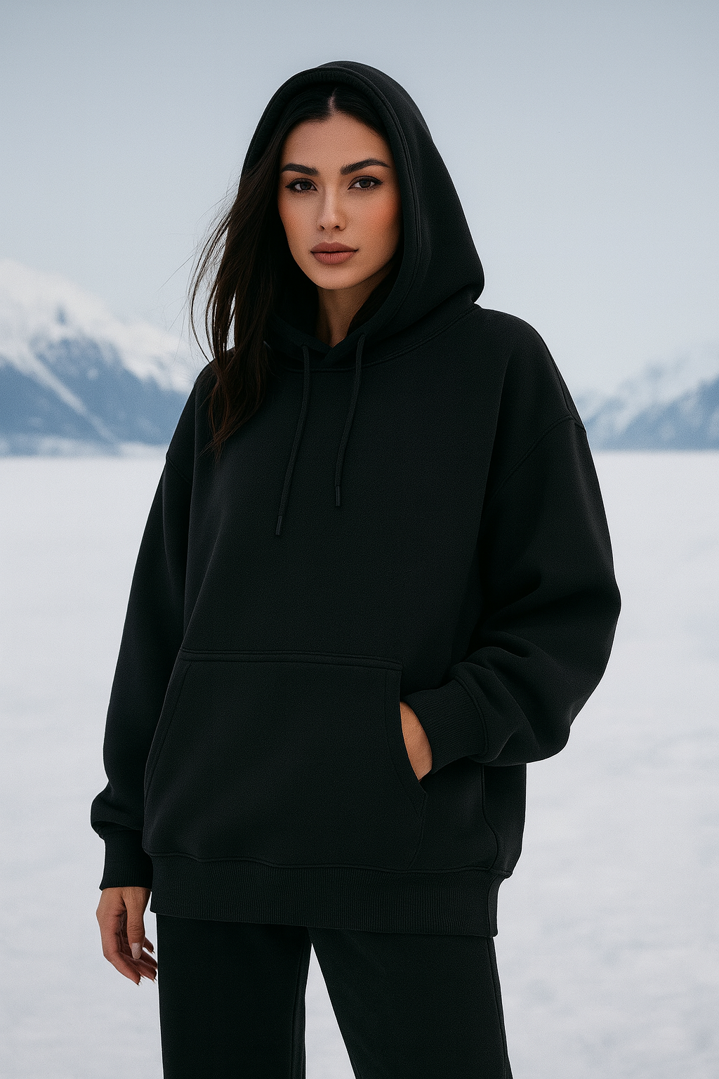 Oversized Cozy Fleece Black Unisex Hoodie