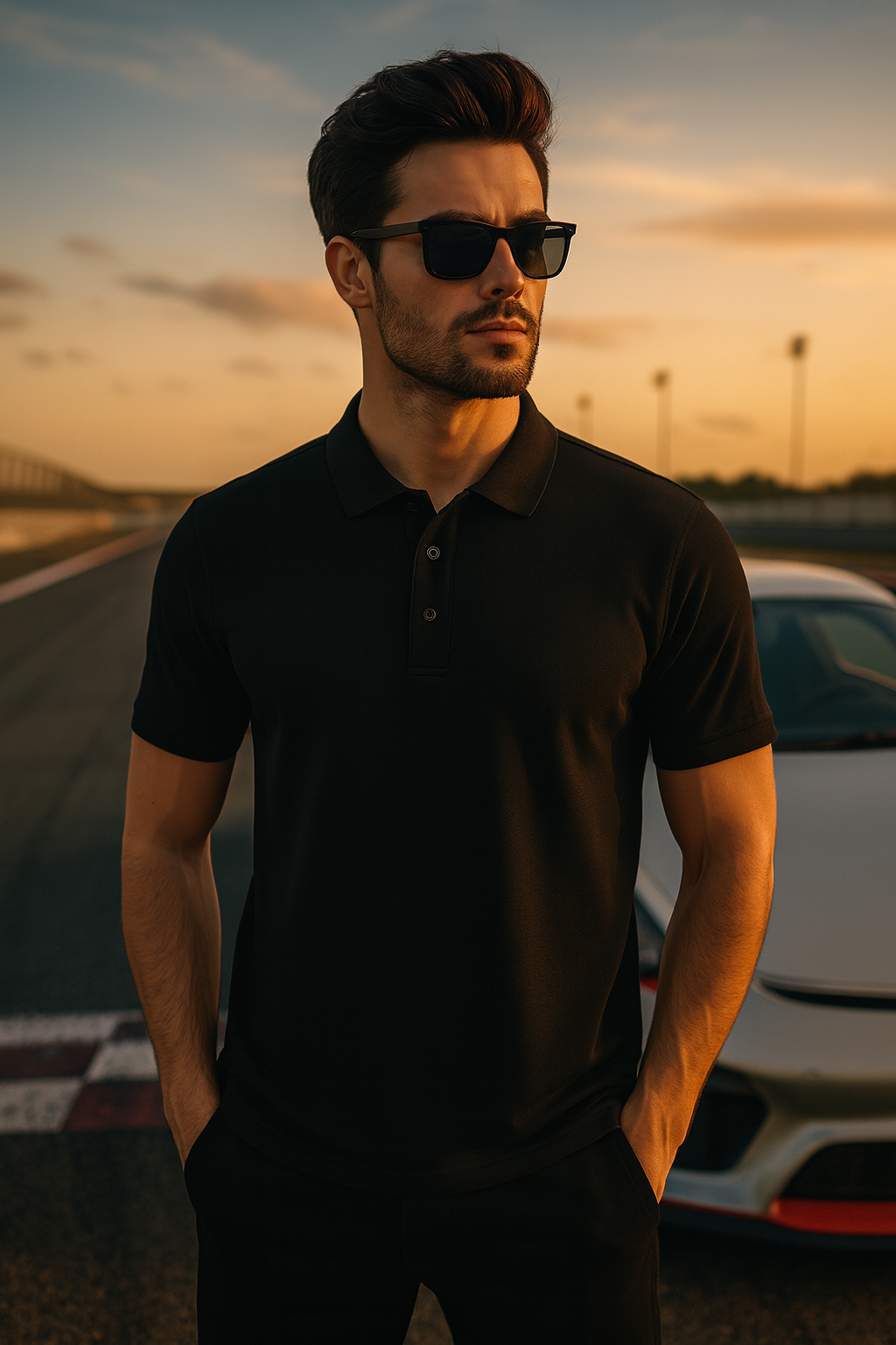 Men's Black Plain Polo T-Shirt