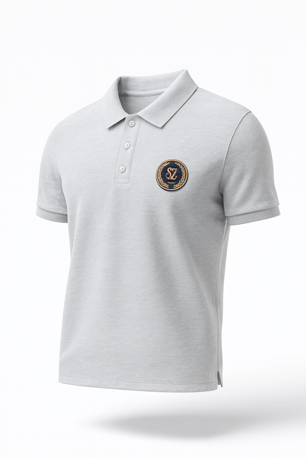 Men's Grey Polo T-Shirt with Embroidered Logo