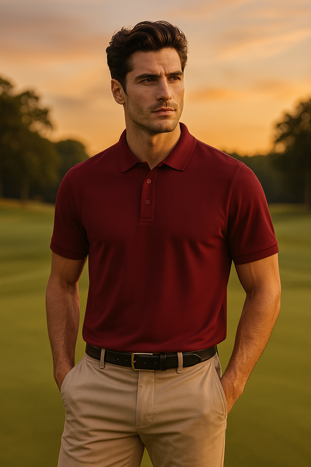 Men's Maroon Plain Polo T-Shirt