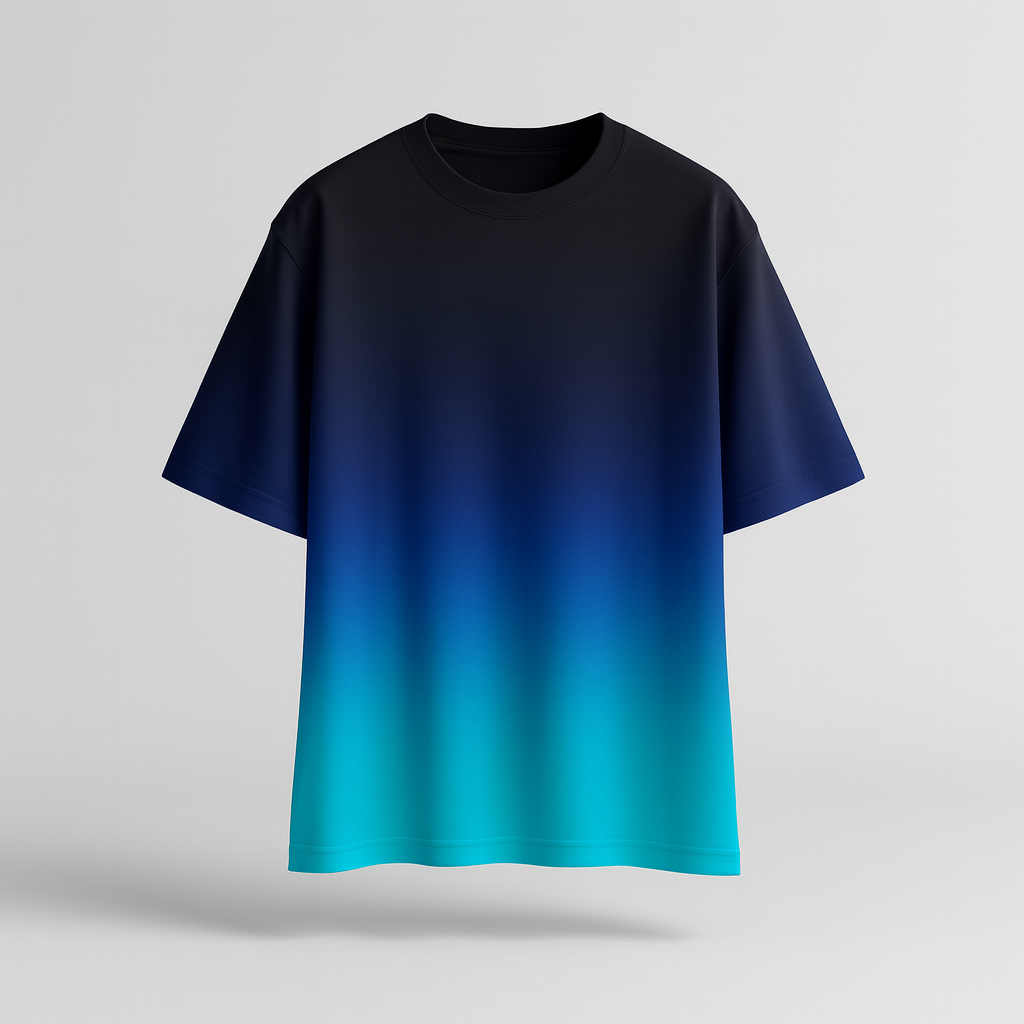 Ombre Blue Gradient Oversized T-shirt