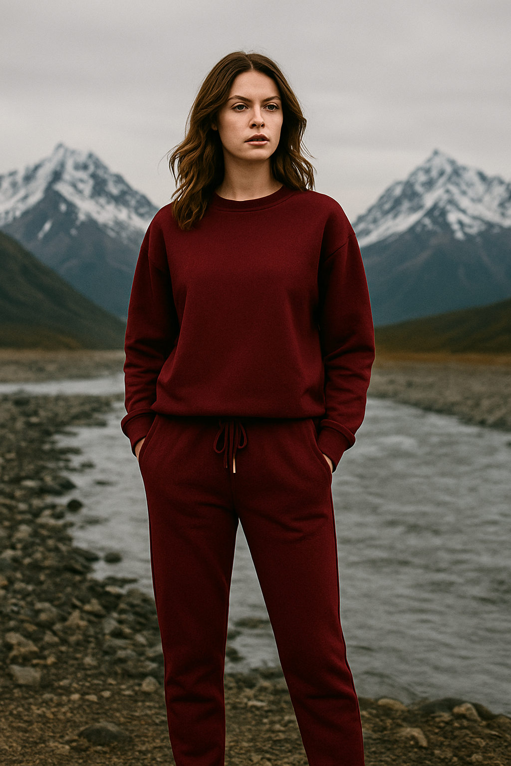 Oversized Cozy Fleece Maroon Unisex Sweatshirt