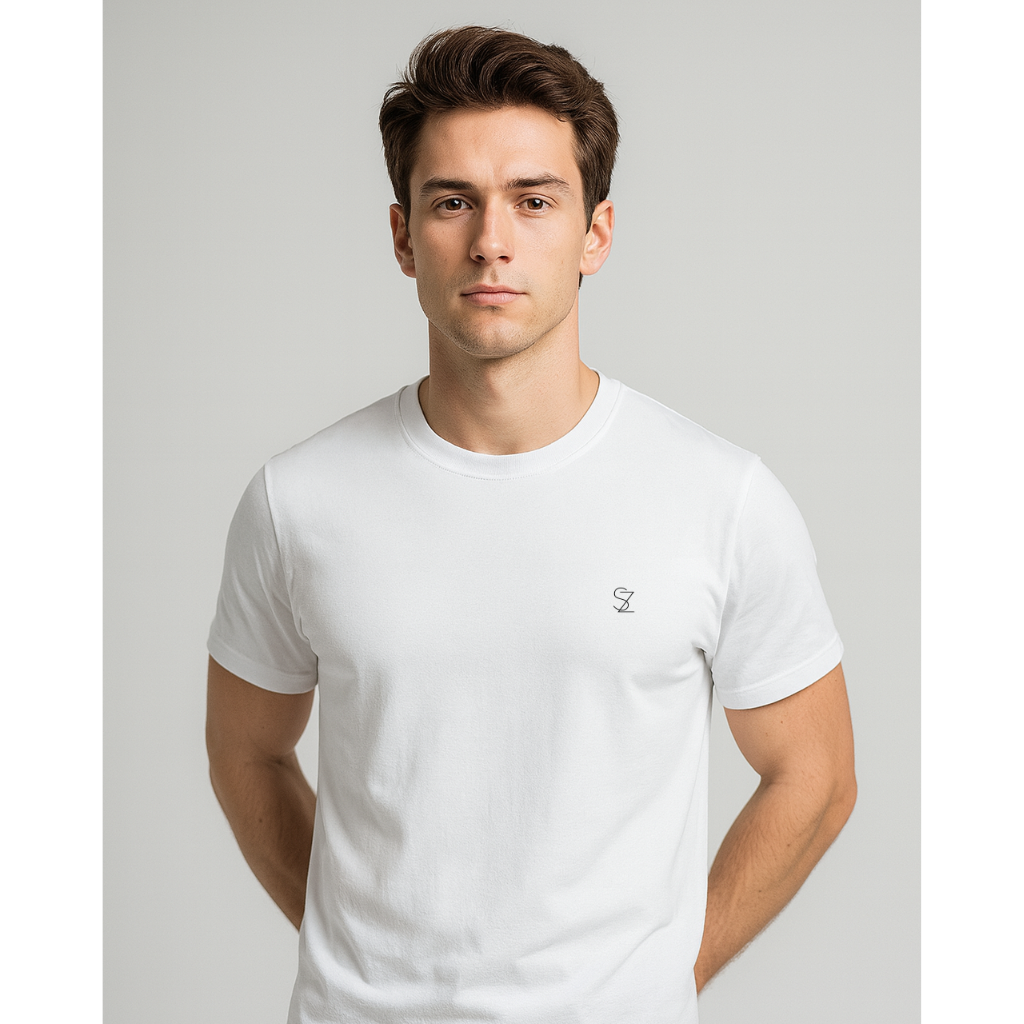 White Solid Casual T-Shirt